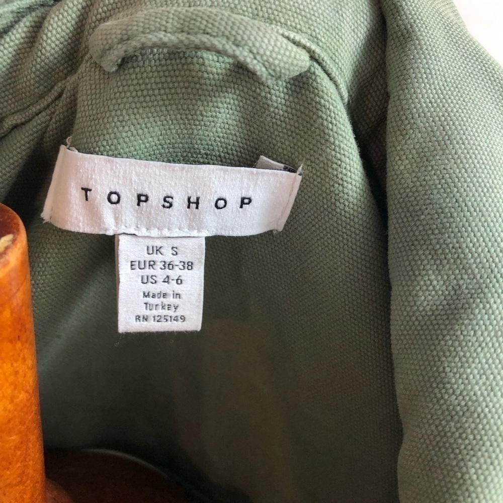 Topshop Oversized Twill Barn Jacket Sz S Army Green Cargo Utility Grunge Casual - Picture 13 of 15